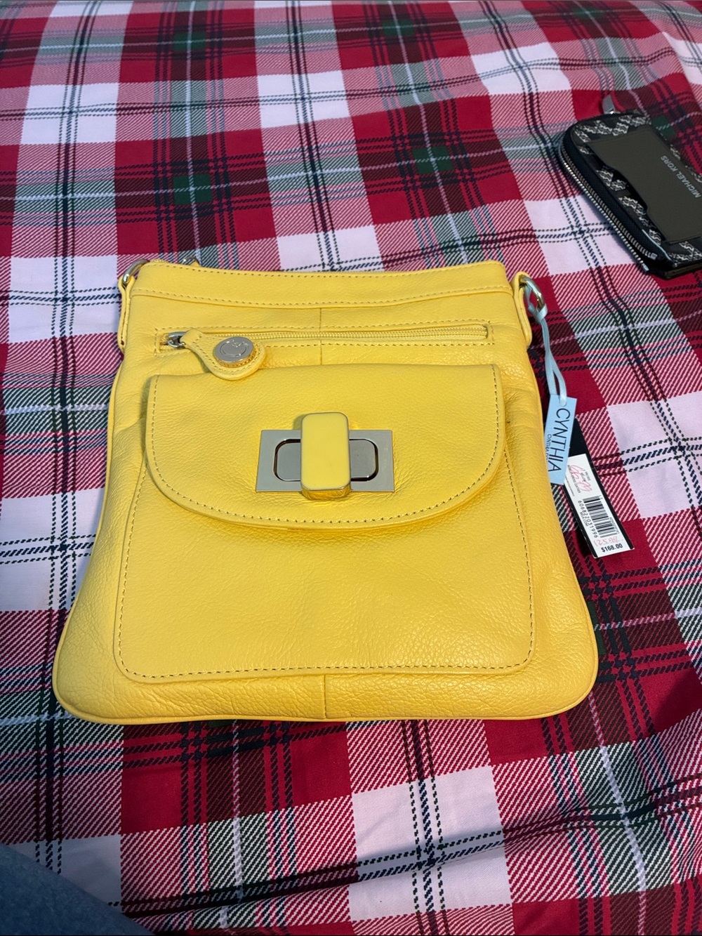 Cynthia Rowley Bright Yellow Leather Crossbody with Front Turn-Lock